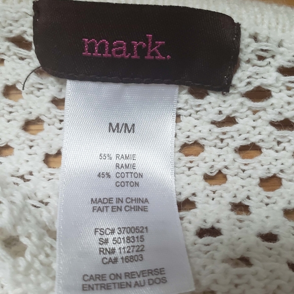 marc. White Netting Long Sleeve Sweater Top Medium - Picture 4 of 4